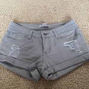 2.1 Denim Gray Distressed Jean Shorts